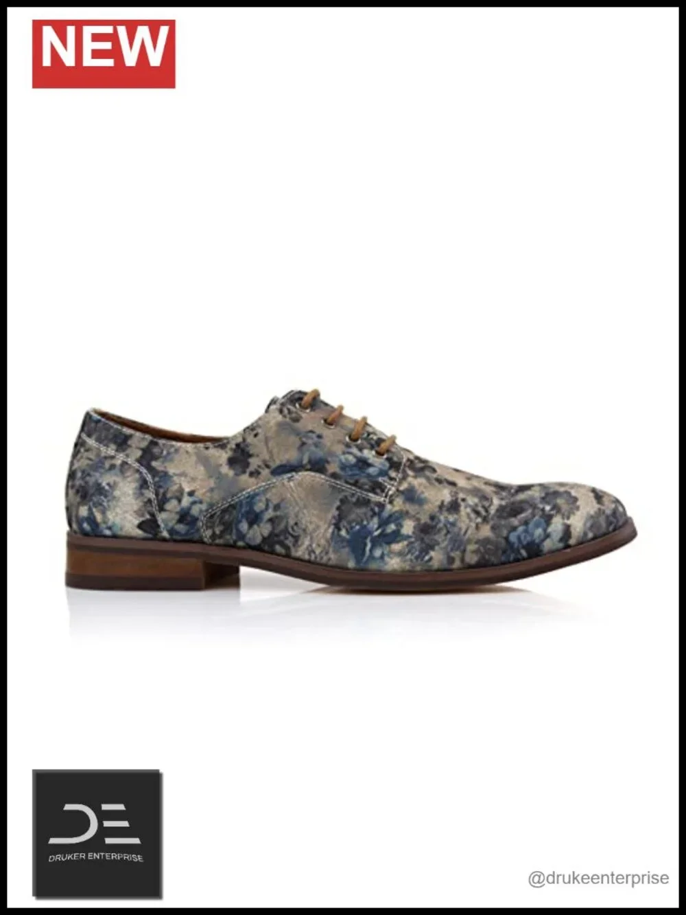 Men's Canvas Lace-Up Derby Oxford Dress Shoes with Floral Tapestry Print
